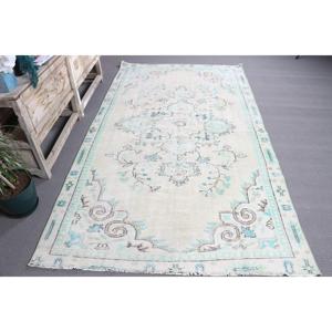 Grand tapis turc vintage patchwork 4,9x8,9 pieds, écologique, en laine blanche du sud-ouest avec envers en latex - Product Image 3