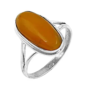 Anillo Ovalado de Ámbar para Mujer, Plata 925, Joyería con Piedras Preciosas, Elegantes Gemelos y Pisacorbatas - Product Image 1