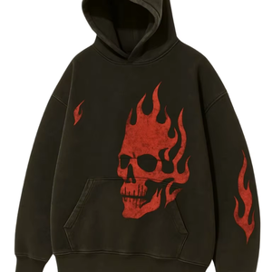 Sweat-shirt à capuche unisexe 100% coton surdimensionné pour l'hiver avec broderie 3D et impression numérique, respirant et coupe-vent - Product Image 1