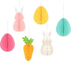 6 PCS Hanging <strong>Easter</strong> Egg <strong>Tree</strong> <strong>Decorations</strong> Honeycomb Tissue Paper Ornaments for Spring Party Hanging Ornament <strong>Decorations</strong> - Product Image 1