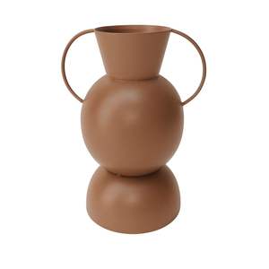 Jarrón de Metal de Terracota Abstracto Minimalista, Jarrón Circular Apilado de Hierro, Jarrón Decorativo Moderno para Mesa de Salón u Oficina - Product Image 1