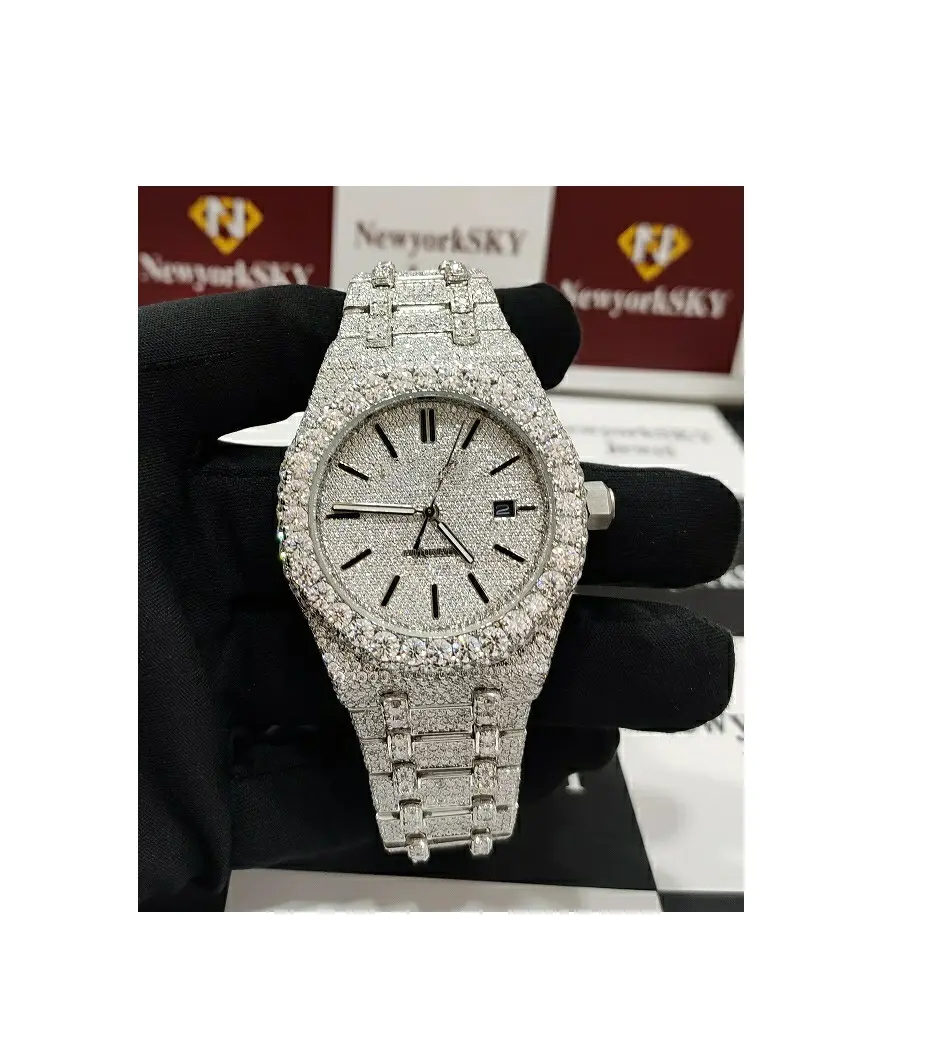 Best Price & Quality Automatic Movement Mechanical Custom Hand Made DEF VVS Moissanite Diamond Iced Out Hip Hop Watch For Men