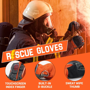 Guantes ignífugos de cuero para bombero, resistentes al fuego, al calor, a los cortes y con pantalla táctil. - Product Image 6