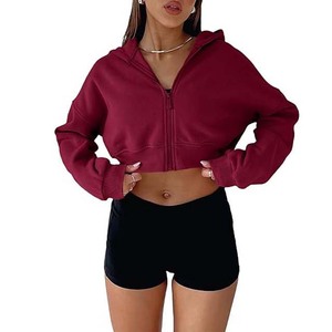Wholesale Ladies <b>Crop</b> <b>Top</b> Hoodie with Custom Printing & 3D Embroidery Eco-Friendly Breathable Fabric for Daily Casual Wear - Product Image 1