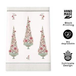 Serviette de toilette en coton gaufré imprimée aux pigments de Jaipur, motif floral, séchage rapide, écologique, antimicrobienne, hypoallergénique - Product Image 2