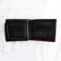 Dompet kulit sapi asli untuk pria, dompet pria kulit sapi asli kualitas tinggi, dompet kustom dengan pola Logo unik dan lapisan jenis penutup terbuka