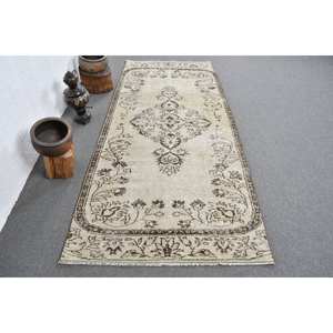 พรมขนสัตว์สีเบจสีน้ำตาลคลาสสิกขนาด3.8x8.9ฟุตทำด้วยมือแบบตุรกีการเย็บปะติดปะต่อกันเป็นรูปสี่เหลี่ยมผืนผ้าสำหรับห้องนั่งเล่นห้องนอนห้องโถงน้ำยาง4เมตร - Product Image 1