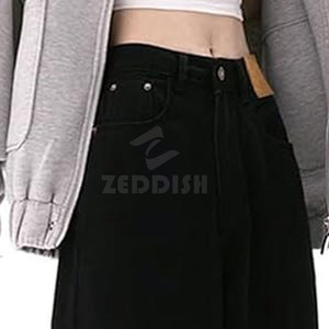 New Design High Quality Women's Casual Mid Waist Flat Front Summer Breathable 100% Cotton Custom Logo Light Wash OEM <b>Pants</b> - Product Image 5