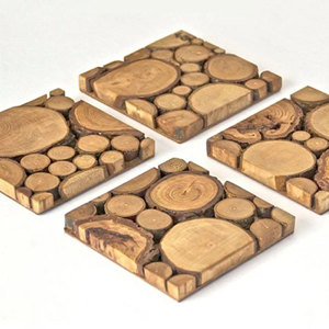 Posavasos de Madera de Mango y Acacia Naturales y Ecológicos, con Grabados Florales y Geométricos Modernos para Bebidas Calientes/Frías, Venta al por Mayor - Product Image 1