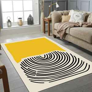 Black and Yellow <b>Rug</b>, Printed <b>Rug</b> with Modern Abstract Design,<b>Chenille</b> <b>Rug</b> - Product Image 5