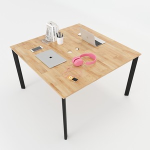 HBOV012 4-Person Modular Oval Concept Cluster Conference <b>Table</b> 120x120 Contemporary <b>Office</b> Furniture Iron Assembled Legs Hotels - Product Image 1