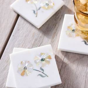 Ensemble de 4 dessous-de-verre en marbre naturel de qualité supérieure, vaisselle, tapis et coussinets, ensemble de dessous-de-verre en marbre au meilleur prix - Product Image 2