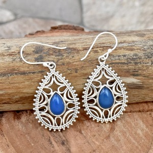 Boucles d'oreilles pour filles Aqua Calcedony Classic 925 Sterling Silver Natural Gemstone Handmade Fine Silver Jewelry 925 Stamp Jewelry - Product Image 4