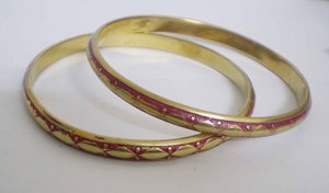 Bracelet en cuivre émaillé rouge artisanal de haute qualité tendance pour femmes, élégant, plaqué or, bijoux de mariée indiens, mode ethnique - Product Image 5