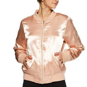 Blouson bomber en satin tricoté imperméable sur mesure de haute qualité pour femmes, vêtements de rue en gros - Product Image 1