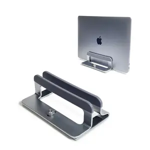 Premium Aluminum Vertical Laptop Desktop Stand Holder Dock Adjustable Slot Compatible for MacBook Pro Air