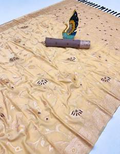 Sari de diseñador de tela de seda pura con elegancia, comodidad y encanto tradicional, su textura suave lo convierte en una excelente opción. - Product Image 3