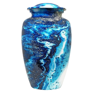 Urna Funeraria de Metal Antigua Azul Hermosa, de Latón/Aluminio, para Cenizas Humanas de Adultos - Product Image 4