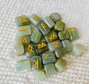 Ensembles de cristaux de guérison d'aventurine verte, pierres de Rune gravées, ensemble de rune d'agate, 25 pièces - Product Image 5
