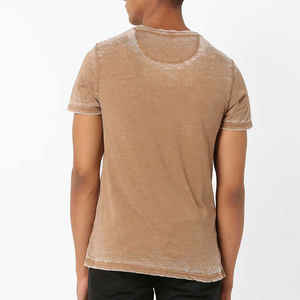 T-shirt Acid Wash pour homme Design confortable de couleur unie avec logo personnalisé en polyester/jersey de coton Prix raisonnable - Product Image 3