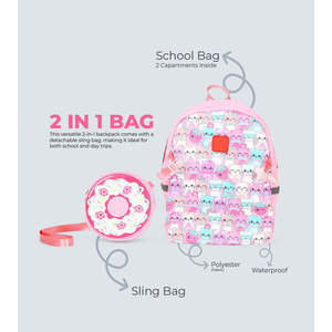 TYKLE para Gato Rosa, Mochila 3D de Diseño Dos en Uno, Bolso Bandolera Desmontable para Uso Diario de Niños - Product Image 4