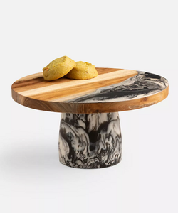 Soporte de pastel de resina redondo hecho a mano Material de madera de gama alta con herramientas de pastel de cumpleaños y eventos al por mayor - Product Image 2