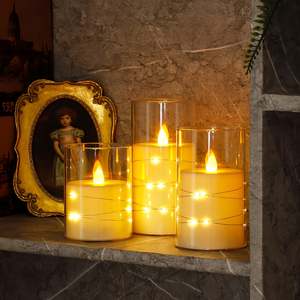 Juego de 3 Velas LED Acrílicas Románticas con Función de Temporizador, Control Remoto, Luces de Cadena Integradas, Efecto de Llama Parpadeante sin Flama, Forma Cónica - Product Image 6