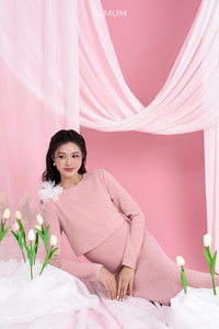 Vestido Rosa sin Mangas B2 MUM V1538 con Cárdigan Combinable de Spandex/Poliéster, Transpirable, Ecológico, Ropa de Maternidad para Invierno, Cuello y Espalda - Product Image 3