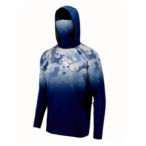 Sudadera con capucha de pesca de rendimiento personalizado Upf 50 100% camisa de pesca de poliéster transpirable y Anti-UV ropa de pesca de sublimación completa - Product Image 5