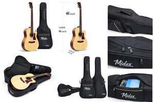 Soporte de guitarra acústica de plástico de 41 pulgadas, acolchado grueso, impermeable, con correa ajustable para el hombro y correa trasera, funda tipo gig bag. - Product Image 5