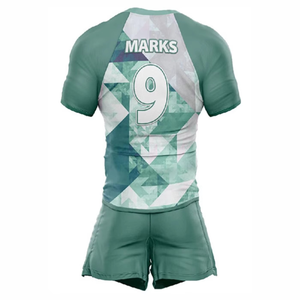 Venta al por mayor equipo universitario adulto transpirable color bloqueado media manga ropa deportiva Rugby uniforme 100% poliéster - Product Image 5