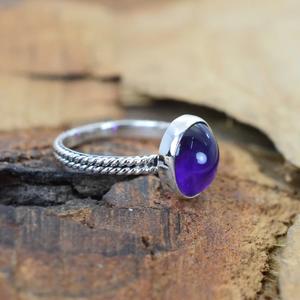 Améthyste Bague en argent sterling 925 avec pierres précieuses Bague en pierre violette élégante faite à la main Cadeau pour elle - Product Image 3