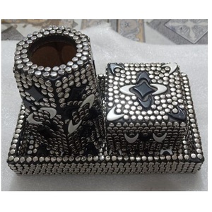 Brûleur d'encens de luxe en bois et métal classique fait à la main pour la maison, pour le Ramadan et le brûleur d'oud Bakhoor et plateau de service - Product Image 4
