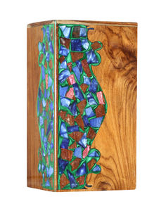 Urne de crémation en bois pour adultes faite à la main avec incrustation de résine bleue accessoires de cercueil de souvenir funéraire commémoratif pour l'enterrement - Product Image 6