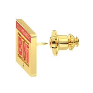 Alfileres de logotipo personalizado de alta calidad Placa de Aleación rectangular grabada BNI rodio plata oro acabado Vietnam accesorios de joyería componentes - Product Image 3