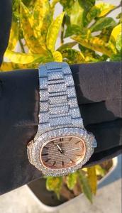 Montre mécanique octogonale de luxe en acier inoxydable or rose haute qualité Moissanite diamant résistant à l'eau analogique limitée - Product Image 2