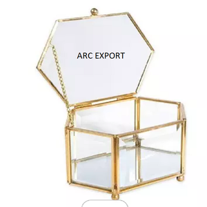 Juego de 2 joyeros decorativos hechos de marco de metal con caja de vidrio Cajas de almacenamiento de joyas de diseño maravilloso Proveedores al por mayor - Product Image 2