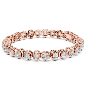 Bracelet et jonc tendance pour femme en or massif 18 carats plaqué rhodium avec diamants naturels de coupe ovale certifiés IGI VDS - Product Image 2