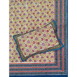 King Size 100% Cotton Hand Block Printed Double Bedsheet Pillow Covers Eco-Friendly Floral <b>Comforter</b> <b>Set</b> for Home 3pcs <b>Set</b> - Product Image 1