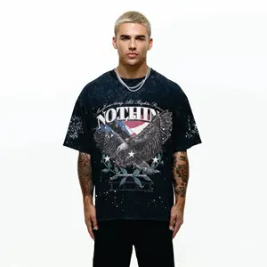 Pabrik langsung grosir kustom cetak katun 240 GSM Drop bahu keren cocok Streetwear t-shirt berukuran besar