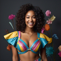Soutien-gorge en cuir respirant sexy personnalisé pour femme, une pièce, sans bretelles, sans armatures, push-up, design tricoté, contourné, avec col halter et effet aquatique