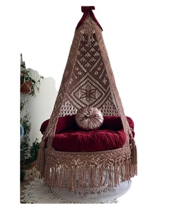 Chaise suspendue pour adultes, décoration intérieure, style balançoire de mariage, en coton teint à la main, naturelle, pour bébé - Product Image 1