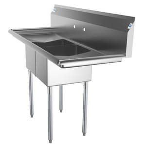 Évier commercial en acier inoxydable à deux compartiments de 56 pouces, homologué NSF, avec 2 égouts (16 pouces) Bol de taille 12x16x10 - Product Image 5