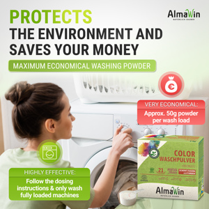 AlmaWin RTS 2 Color Washing Powder Linden Blossom 1Kg - 21 Loads Vegan Organic <b>Laundry</b> <b>Detergent</b> Baby - Product Image 2