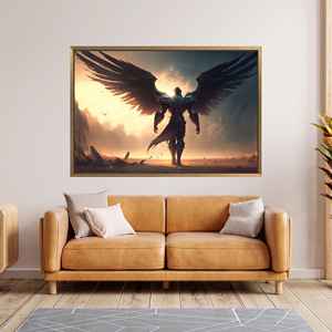 Impression sur toile Modern Angel Warrior : Art élégant pour la décoration de la maison, 1P : encadré en or - Product Image 1