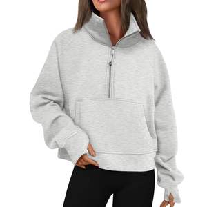 Sweat-shirt à demi-zip pour femme de marque personnalisée, sweat-shirt à capuche à demi-zip, coupe ample, polaire, pull avec poche, vêtements de sport, hauts 2026 - Product Image 6