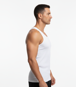 Pure Horizon <b>White</b> Cotton <b>Vest</b> for <b>Men</b> Sleeveless Lightweight Air Flow Stretch Fabric Designed for Clean Comfort - Product Image 4