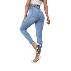 Venta al por mayor pantalones casuales de las mujeres de talla grande transpirable flaco de las mujeres señoras Denim Casual Jeans de buena calidad pantalón de mezclilla - Product Image 5