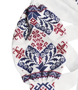 Boho ethnique floral brodé col en V thé longueur avec ceinture mi robe Ukraine pour les femmes - Product Image 3