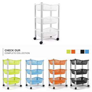 Yellow Sturdy Durable Heavy Duty Rolling Cart for Kitchen Office Bathroom Storage Trolley 3 Tier <strong>Vegetable</strong> <strong>Rack</strong> <strong>on</strong> <strong>Wheels</strong> - Product Image 6